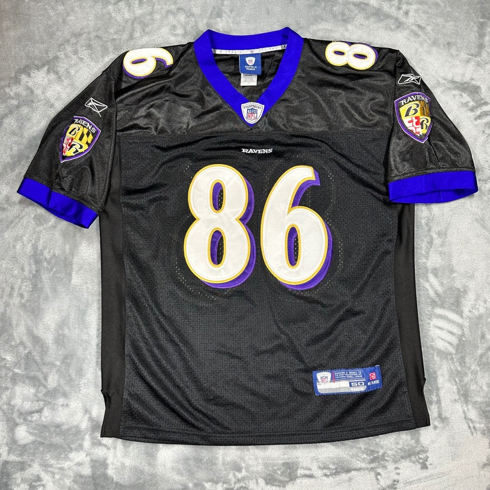 Reebok Ravens Todd Heap 86 Jersey Mens 50 Black Football R700A 08 NFL Baltimore